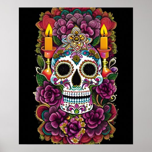 Sugar Skull Art - Kaars verlicht altaar Poster (Voorkant)