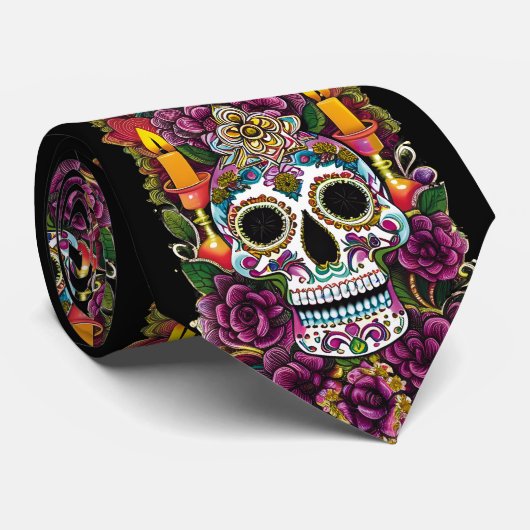 Sugar Skull Art - Kaars verlicht altaar Stropdas (Opgerold)