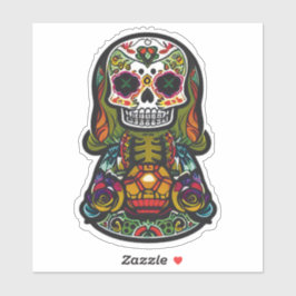 Sugar Skull Art - Kaarsenverlicht Vrouw Skelet Sticker