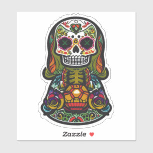 Sugar Skull Art - Kaarsenverlicht Vrouw Skelet Sticker