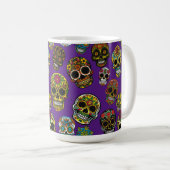 Sugar Skull Art kleurrijk patroon Koffiemok (Voorkant rechts)
