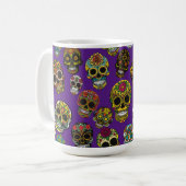 Sugar Skull Art kleurrijk patroon Koffiemok (Voorkant links)