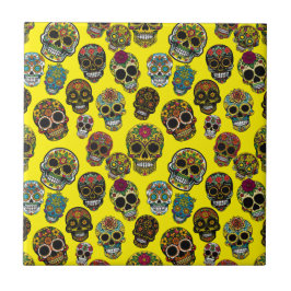Sugar Skull Art kleurrijk patroon Tegeltje