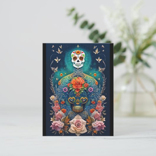 Sugar Skull Art - Kleurrijke creaties Briefkaart (Staand voorkant)