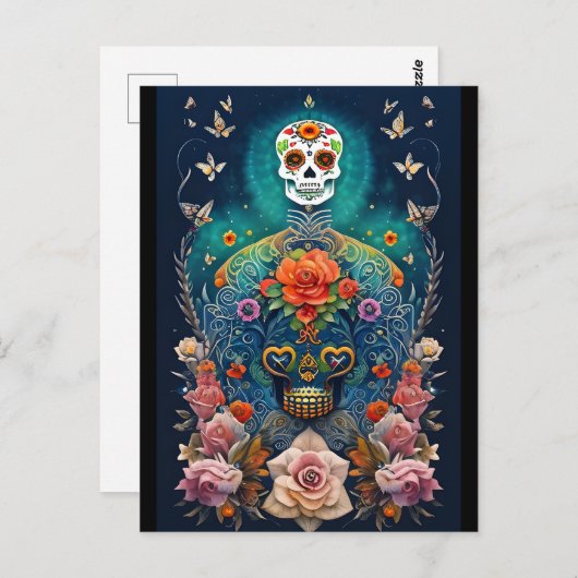 Sugar Skull Art - Kleurrijke creaties Briefkaart (Voorkant / Achterkant)