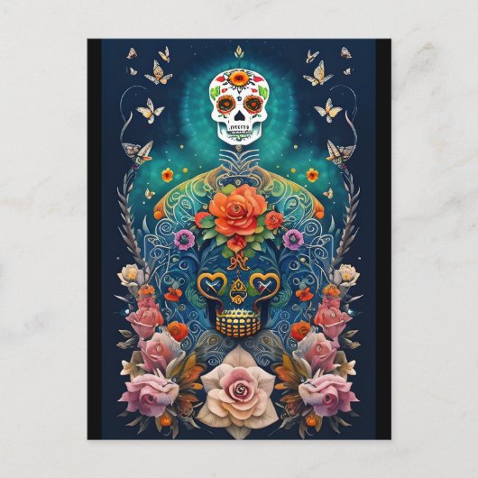 Sugar Skull Art - Kleurrijke creaties Briefkaart (Voorkant)