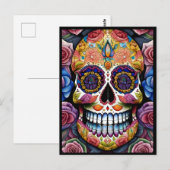 Sugar Skull Art - Kleurrijke Dag van de Dode Sched Briefkaart (Voorkant / Achterkant)