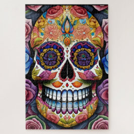 Sugar Skull Art - Kleurrijke Dag van de Dode Sched Legpuzzel