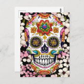 Sugar Skull Art - Kleurrijke Dag van de Doden Briefkaart (Voorkant / Achterkant)