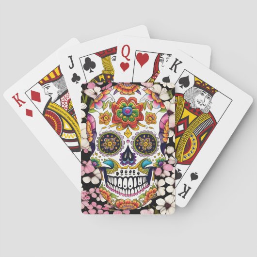 Sugar Skull Art - Kleurrijke Dag van de Doden Pokerkaarten (Achterkant)
