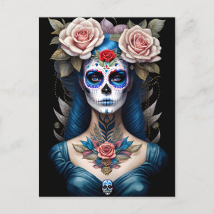 Sugar Skull Art - Kleurrijke Dia de los Muertos Briefkaart
