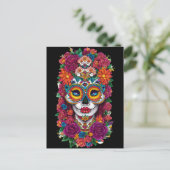 Sugar Skull Art - Kleurrijke Dia de los Muertos Briefkaart (Staand voorkant)