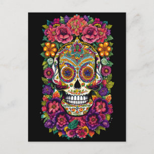 Sugar Skull Art - Kleurrijke Dia de los Muertos Briefkaart