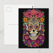 Sugar Skull Art - Kleurrijke Dia de los Muertos Briefkaart (Voorkant / Achterkant)