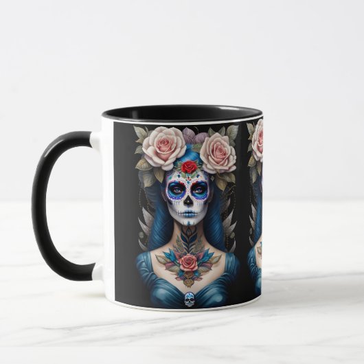 Sugar Skull Art - Kleurrijke Dia de los Muertos Mok (Links)
