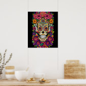 Sugar Skull Art - Kleurrijke Dia de los Muertos Poster (Keuken)
