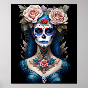 Sugar Skull Art - Kleurrijke Dia de los Muertos Poster