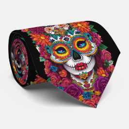 Sugar Skull Art - Kleurrijke Dia de los Muertos Stropdas