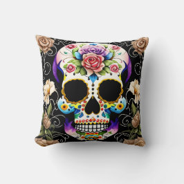 Sugar Skull Art - Kleurrijke herinnering Kussen