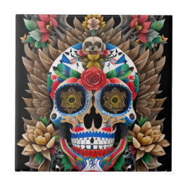 Sugar Skull Art - Kleurrijke herinnering Tegeltje