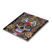 Sugar Skull Art - Kleurrijke herinnering Tegeltje (Zijkant)