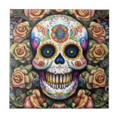 Sugar Skull Art - Kleurrijke Mexicaanse viering Tegeltje (Voorkant)