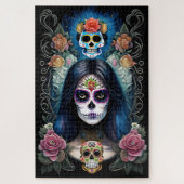 Sugar Skull Art - Kleurrijke Skull make-up Legpuzzel (Verticaal)