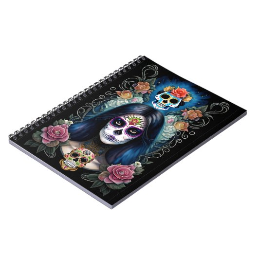Sugar Skull Art - Kleurrijke Skull make-up Notitieboek (Linkerzijde)
