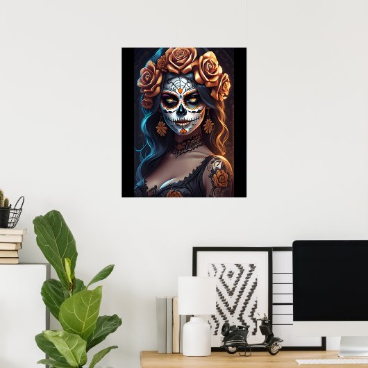 Sugar Skull Art - kleurrijke uitdrukkingen Poster (Thuiskantoor)