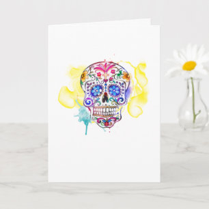 Sugar Skull Art Kleurrijke Viering NAAM Kaart