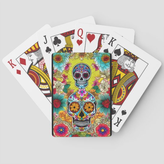 Sugar Skull Art - Kunst van het Herdenken Pokerkaarten (Achterkant)