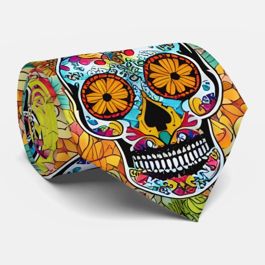 Sugar Skull Art - Kunst van het Herdenken Stropdas (Opgerold)