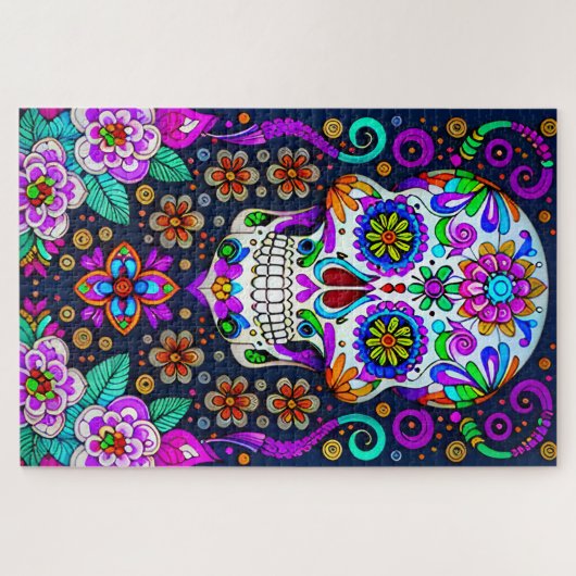 Sugar Skull Art - Leven in de dood Legpuzzel (Horizontaal)