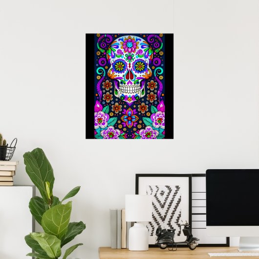 Sugar Skull Art - Leven in de dood Poster (Thuiskantoor)