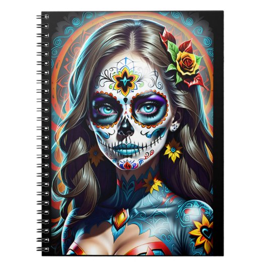 Sugar Skull Art - Levendig en vet Notitieboek (Voorkant)