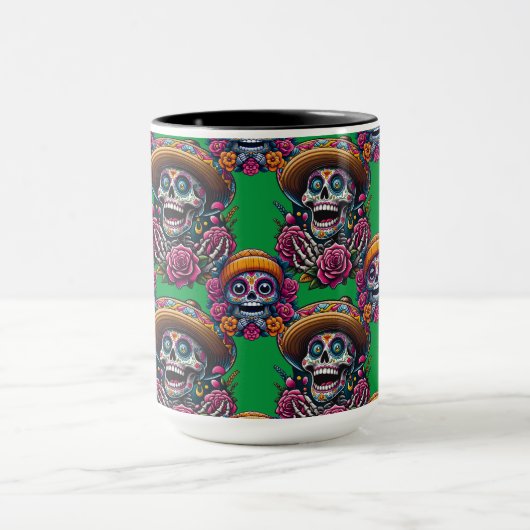 Sugar Skull Art - Levendige Dag van de Doden (Groe Mok (Midden)