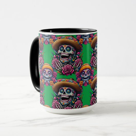 Sugar Skull Art - Levendige Dag van de Doden (Groe Mok (Voorkant links)