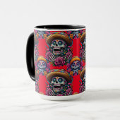 Sugar Skull Art - Levendige Dag van de Doden (Red) Mok (Voorkant links)