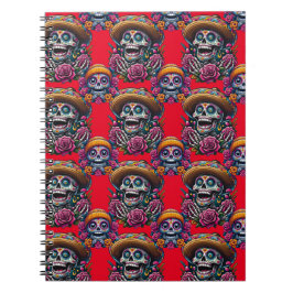 Sugar Skull Art - Levendige Dag van de Doden (Red) Notitieboek