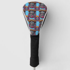 Sugar Skull Art - Levendige Dag van de Doden (Sky) Golfheadcover
