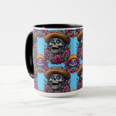 Sugar Skull Art - Levendige Dag van de Doden (Sky) Mok (Voorkant links)