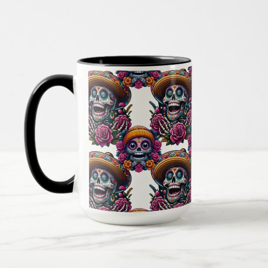 Sugar Skull Art - Levendige Dag van de Doden (Whit Mok (Links)