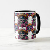 Sugar Skull Art - Levendige Dag van de Doden (Whit Mok (Voorkant rechts)