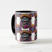 Sugar Skull Art - Levendige Dag van de Doden (Whit Mok (Voorkant links)