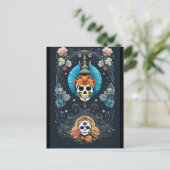 Sugar Skull Art - Levendige Dia de los Muertos Briefkaart (Staand voorkant)
