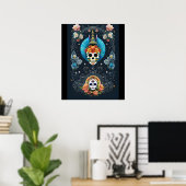 Sugar Skull Art - Levendige Dia de los Muertos Poster (Thuiskantoor)