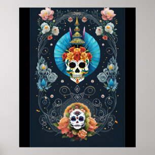 Sugar Skull Art - Levendige Dia de los Muertos Poster