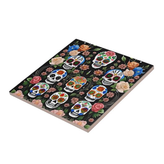 Sugar Skull Art - Levendige herinnering Tegeltje (Zijkant)