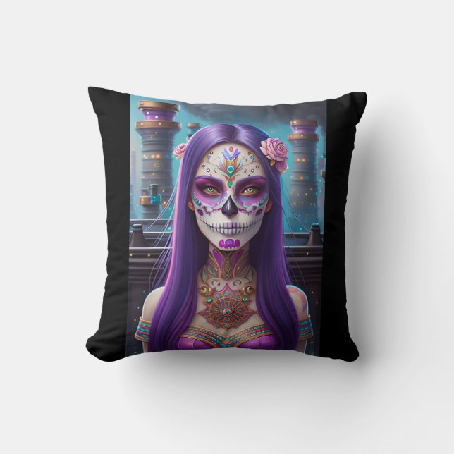 Sugar Skull Art - Levendige visioenen Kussen (Voorkant)