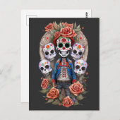 Sugar Skull Art - Man staand in boog Briefkaart (Voorkant / Achterkant)